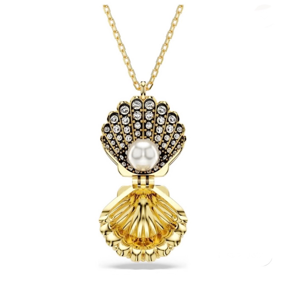 Swarovski Gold-Tone Shell Locket Necklace, NWT/NIB, Authentic